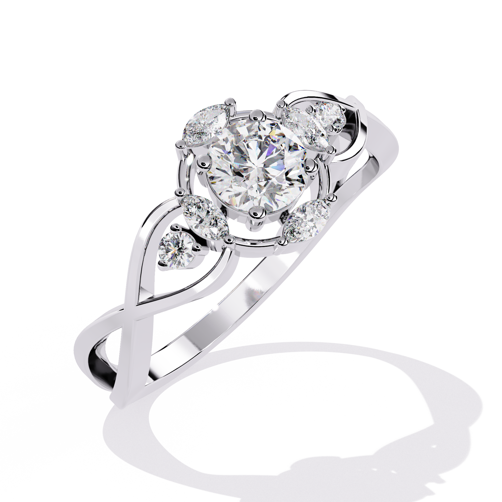 Solitairekart 0.46ct Lab Grown Diamond Multi-Stone Ring, 14k Yellow Gold
